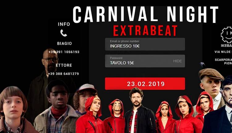 Evento Netflix Carnival Night: Extrabeat Officina Ikebana 