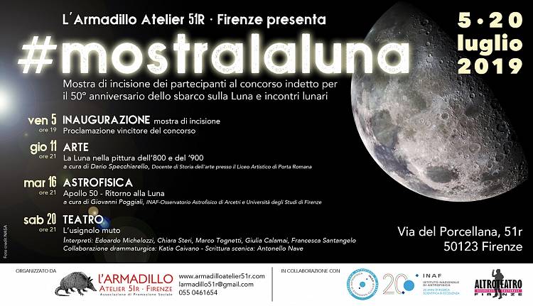 Evento Mostralaluna: mostra di incisione e incontri lunari L'Armadillo Atelier 51r