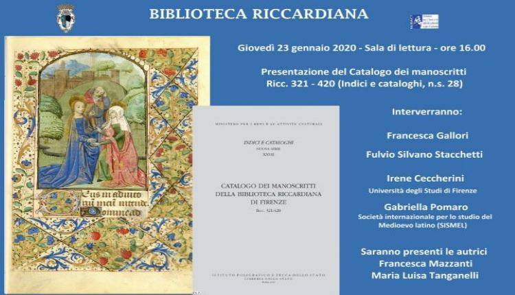 Evento ​Presentazione del Catalogo dei manoscritti della Biblioteca Riccardiana Biblioteca Riccardiana