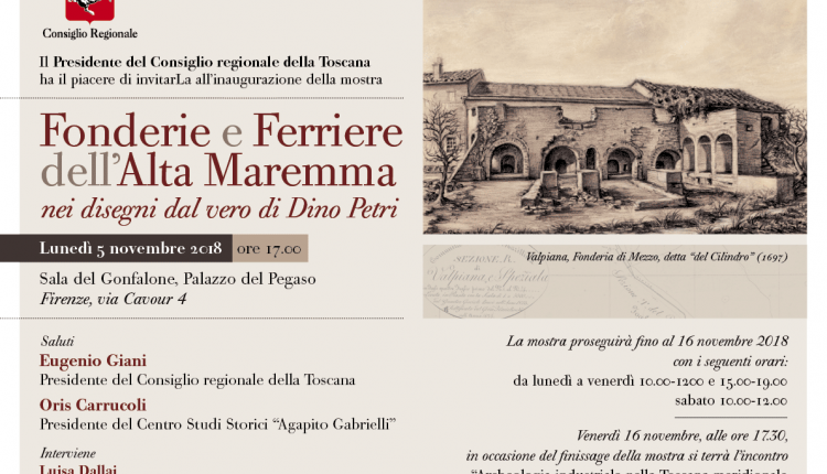 Evento  Le fonderie e le ferriere dell'Alta Maremma in mostra a Firenze Consiglio regionale della Toscana