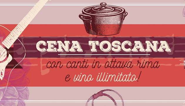 Evento Cena Toscana con canti in Ottava rima e vino illimitato Vinandro