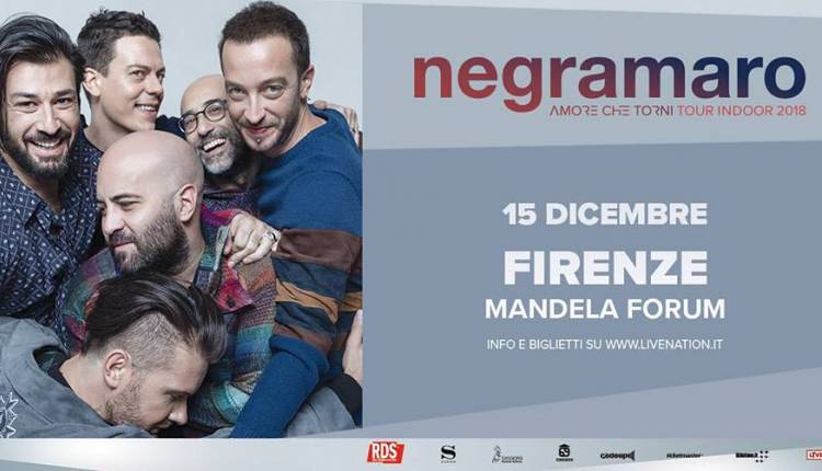 Evento Negramaro live Amore che torni tour indoor 2018 Nelson Mandela Forum