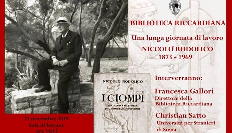 Evento Mostra: Una lunga giornata di lavoro. Niccolò Rodolico 1873-1969 Biblioteca Riccardiana