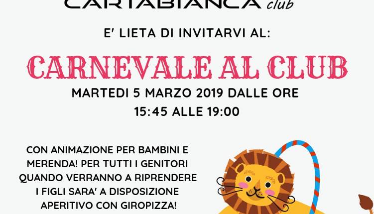 Evento Carnevale al Club! Cartabianca Club