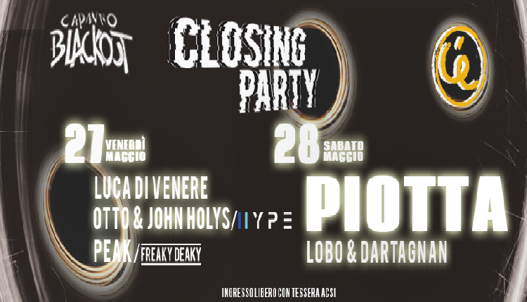 Evento Closing party @Capanno Blackout Capanno Blackout