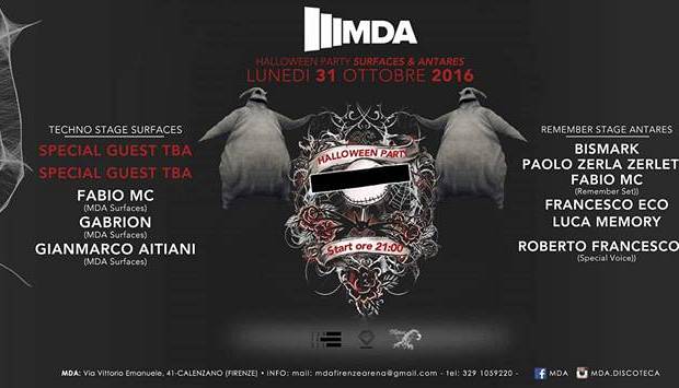 Evento Halloween Party MDA present surfaces & antares Mda