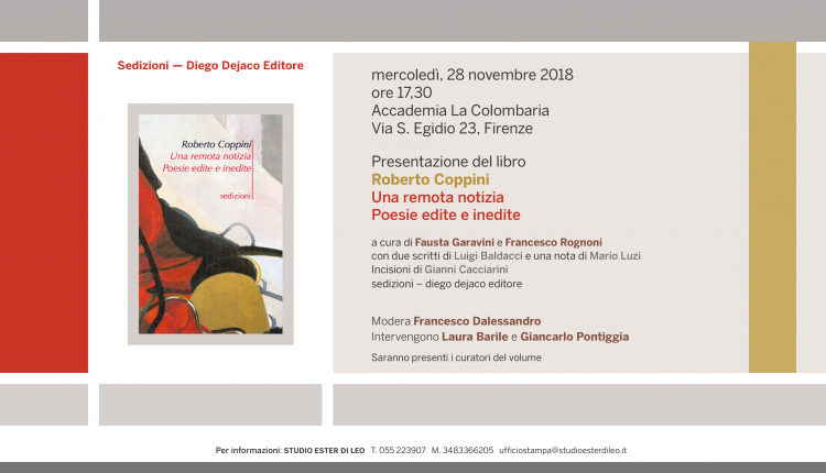 Evento Roberto Coppini, presentazione del libro  La Colombaria - Accademia Toscana di Scienze e Lettere 